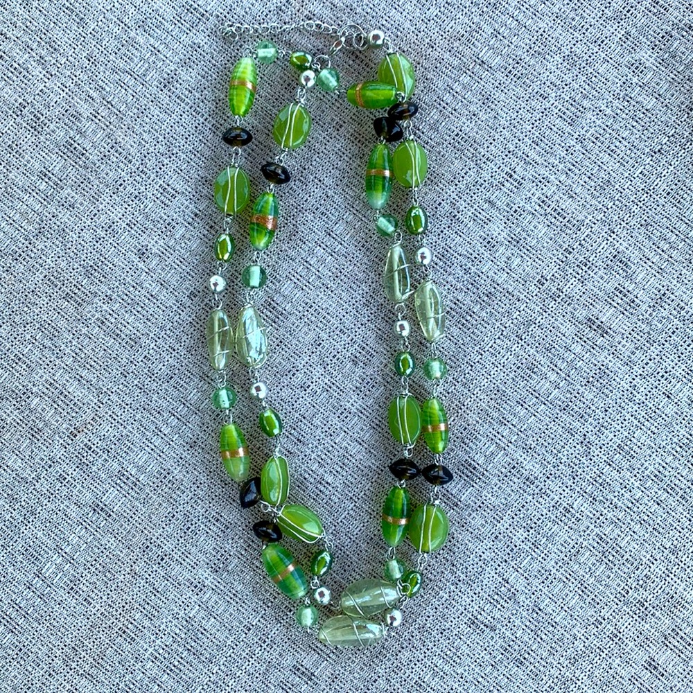 Long Beaded Green Necklace